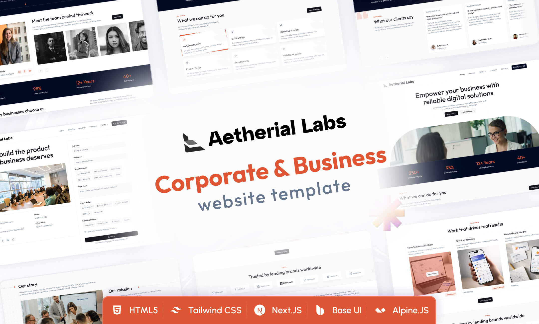 Aetherial Labs website template slide 1