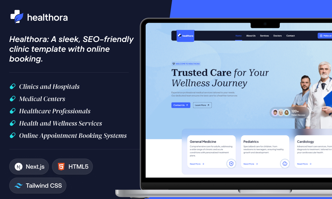 Healthora - Healthcare Website Template for Clinics & Hospitals