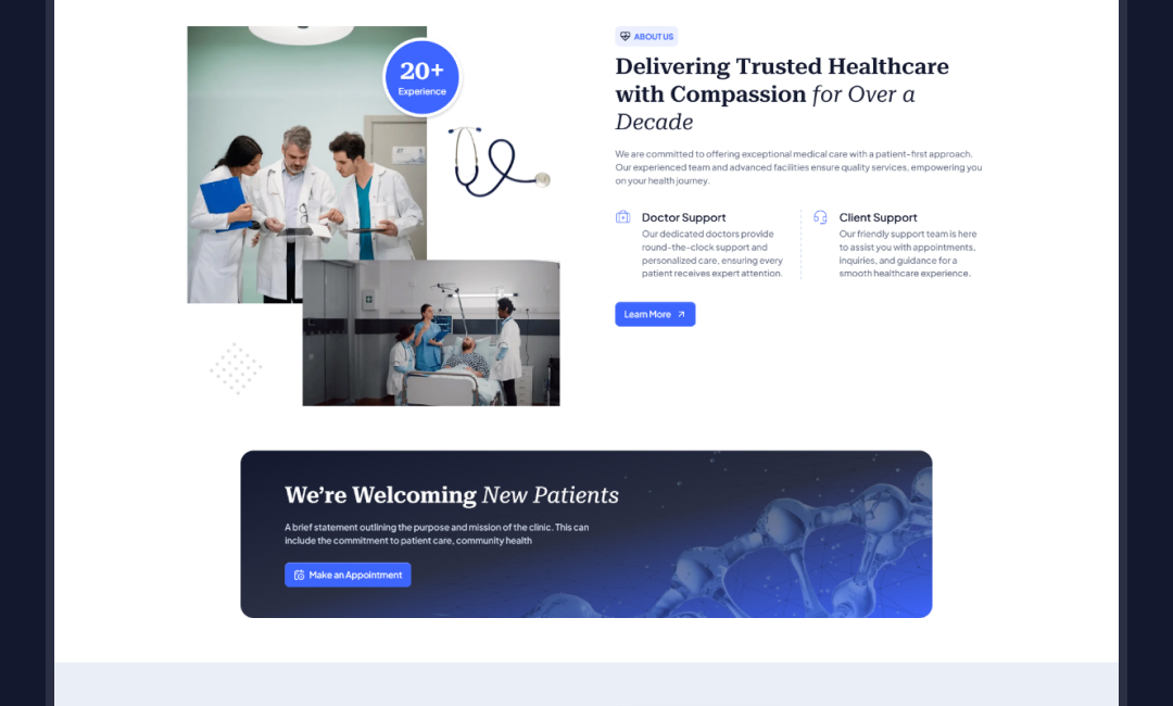 Healthora website template slide 3