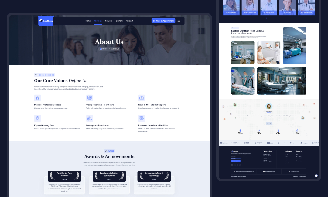 Healthora website template slide 4