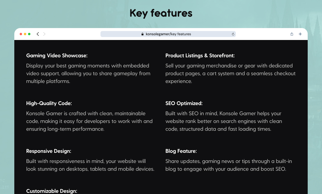 Konsole Gamer website template slide 3