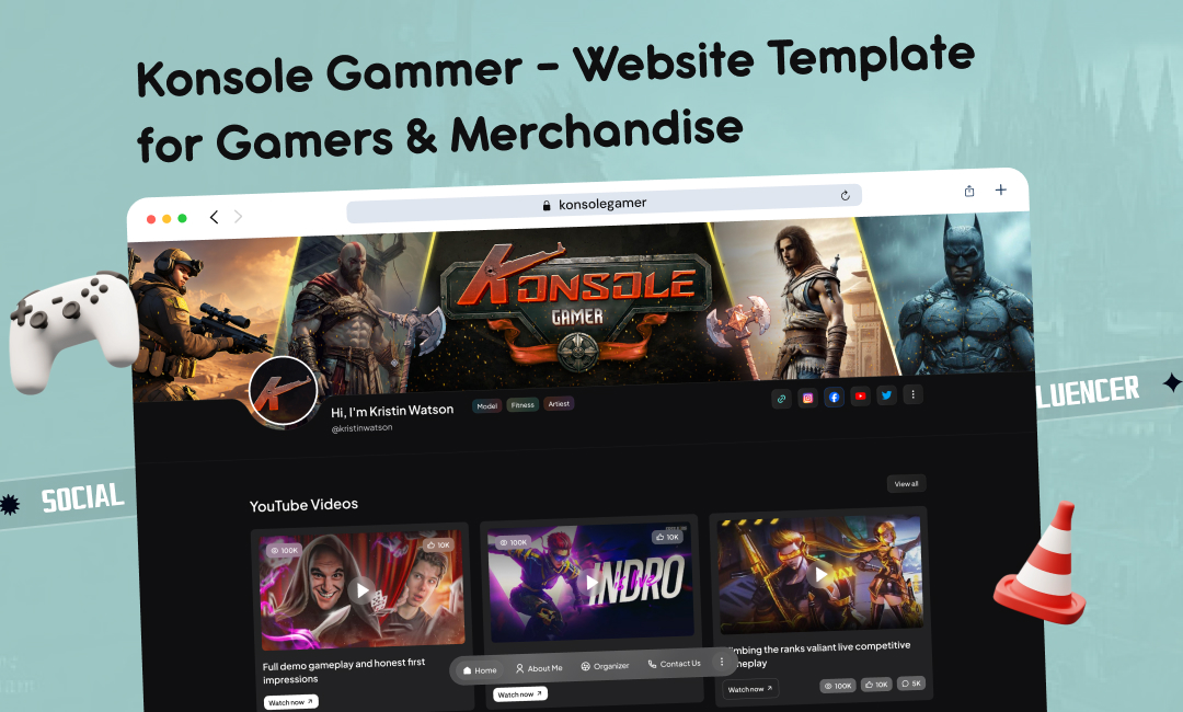 Konsole Gammer website template slide 1