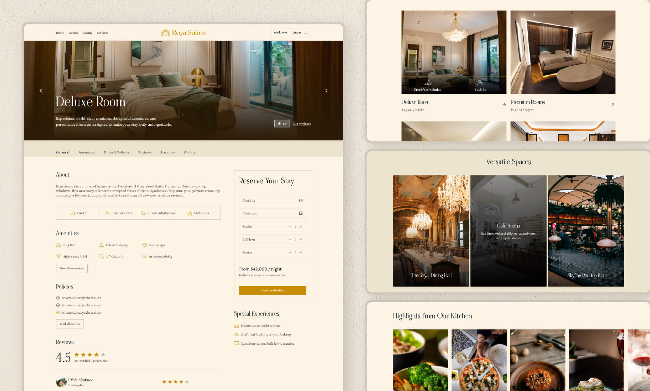 RoyalSuites website template slide 4