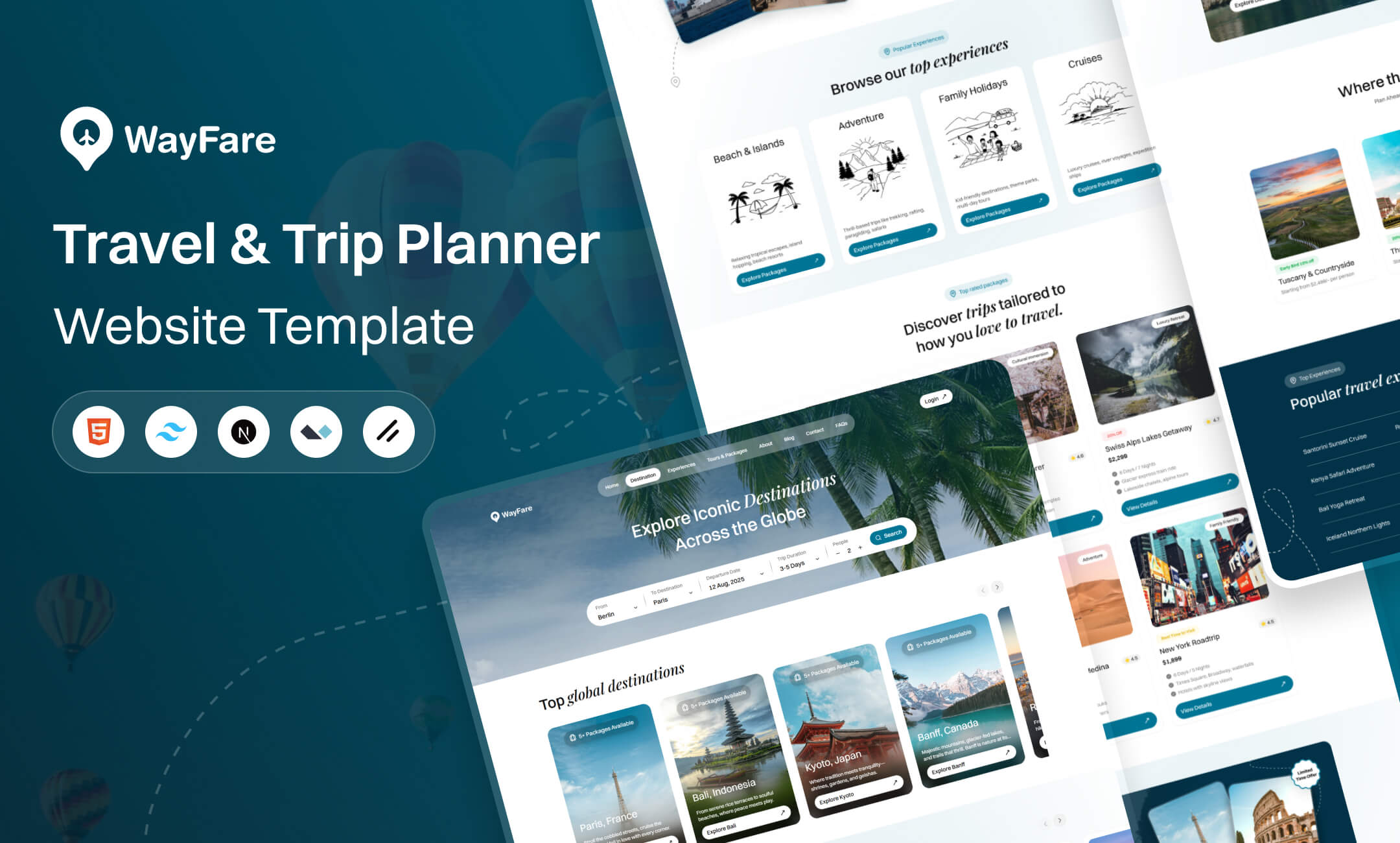 Wayfare – Travel & Trip Planner Website Template